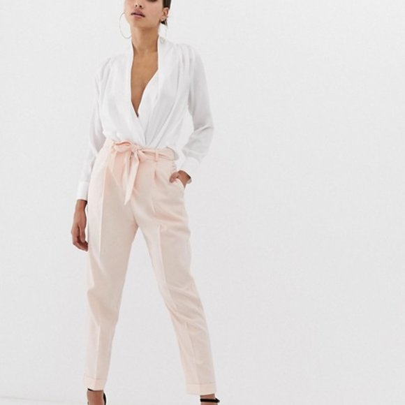 ASOS DESIGN woven peg trousers with obi tie - Picture 5 of 5